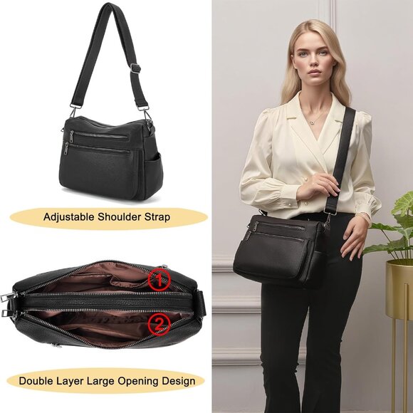 Elegant Vegan Leather Crossbody Bag for Women - Stylish & Functional Design - Picture 2 of 7